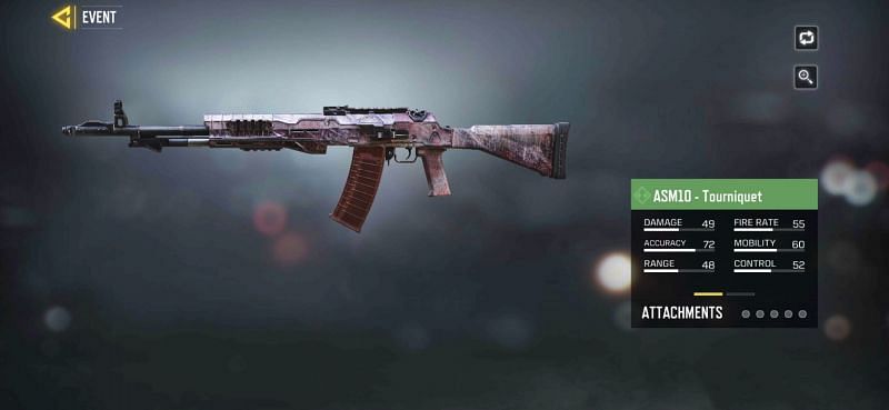 Tourniquet camo skin of ASM10 comes in as a reward after completion of the missions
