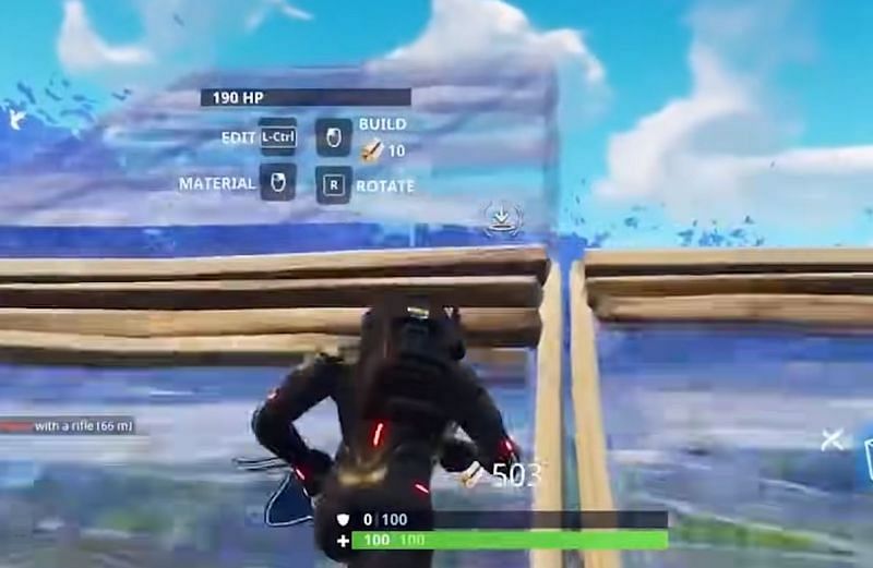 Building two parallel wall structures in Fortnite (Image via YouTube)