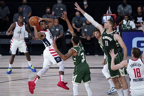 Action from Milwaukee Bucks v Washington Wizards 2021 NBA All-Star Game