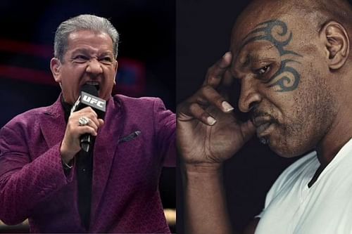 Bruce Buffer [L] and Mike Tyson [R]