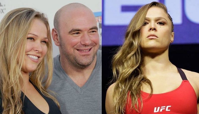 Ronda Rousey (left and right); Dana White (center)