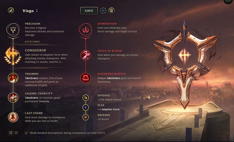 Viego standard runes (Image via Riot Games)