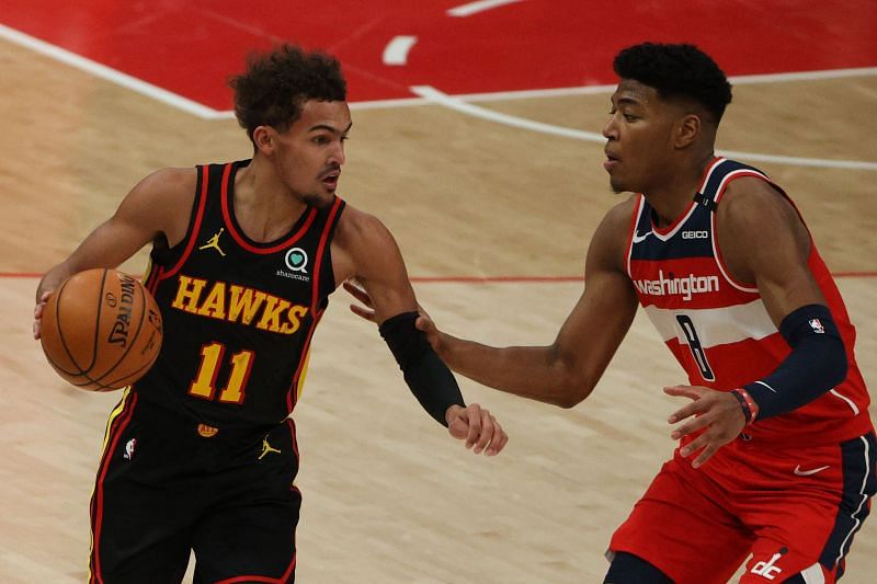 Trae Young (#11) of the Atlanta Hawks