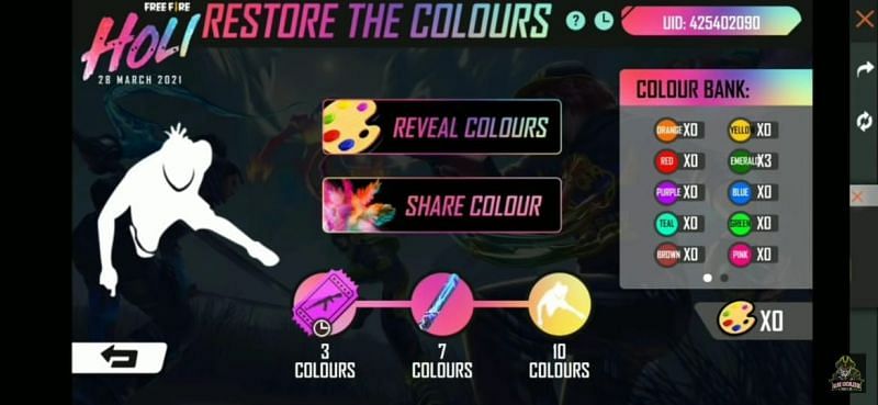 Restore The Colours event in Free Fire