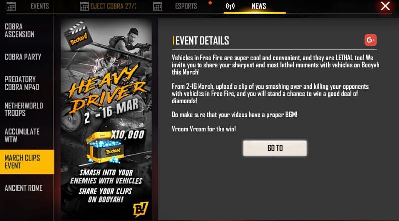 March Clips Event in Free Fire
