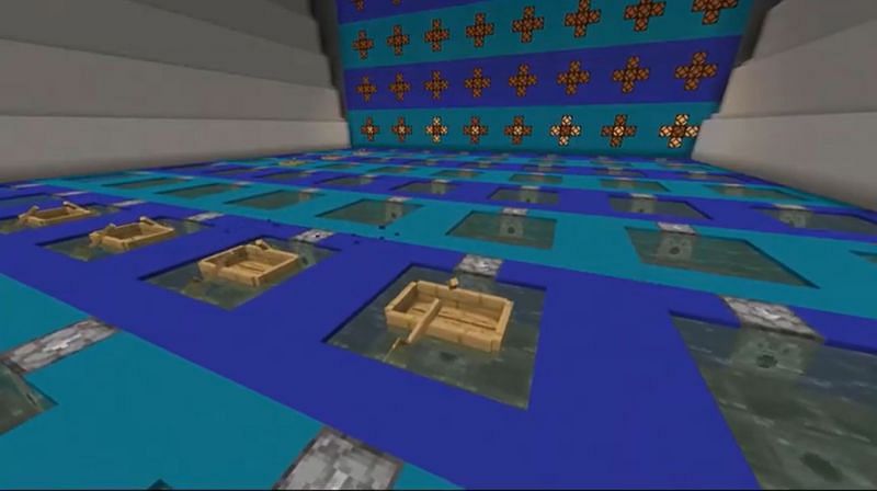 A view of the Battleship gameboard in Minecraft (Image via SuasideLlama Redstone/YouTube)