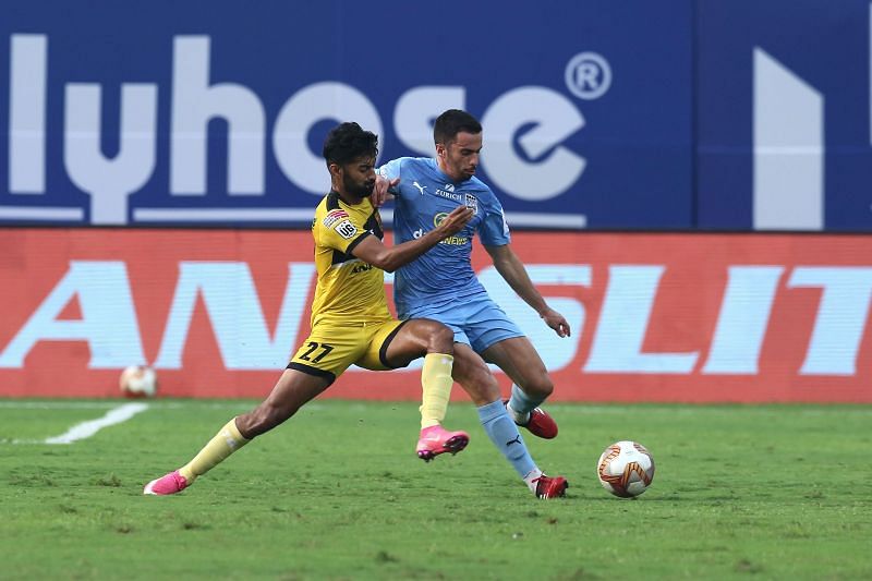 Mumbai City FC&#039;s Hernan Santana (right) was a surprise exclusion from the starting line-up against FC Goa (Image Courtesy: ISL Media)
