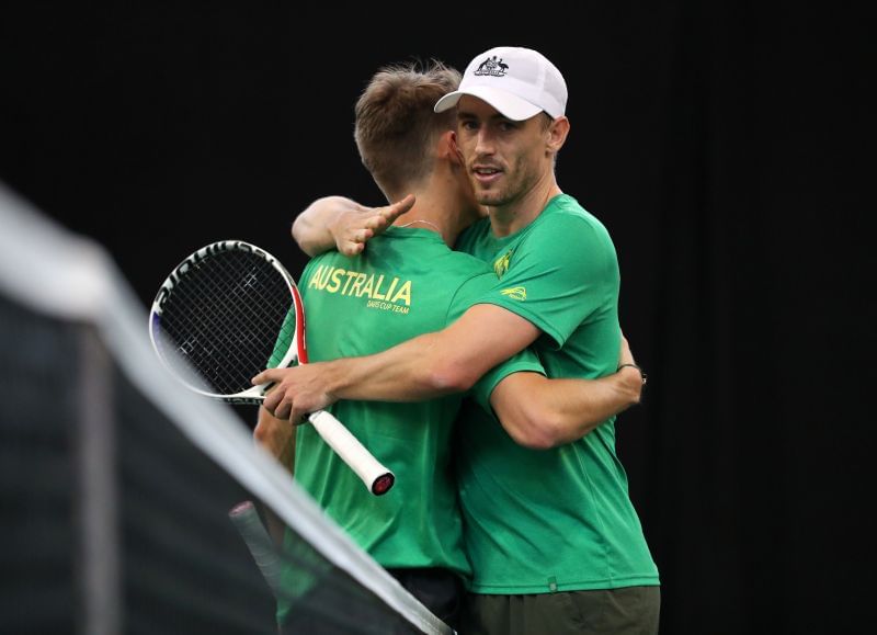 Alex de Minaur (L) and John Millman