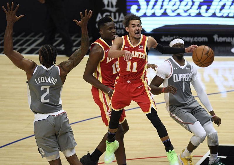 Trae Young (#11) of the Atlanta Hawks