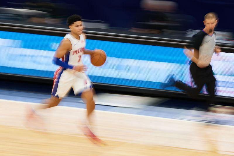 Killian Hayes (#7) of the Detroit Pistons