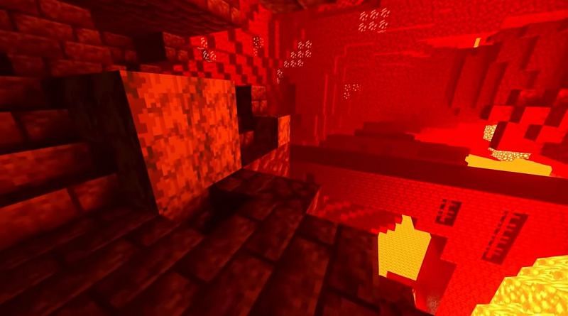 Two different Nether structures right next to each other in Minecraft (Image via Minecraft &amp; Chill/YouTube)