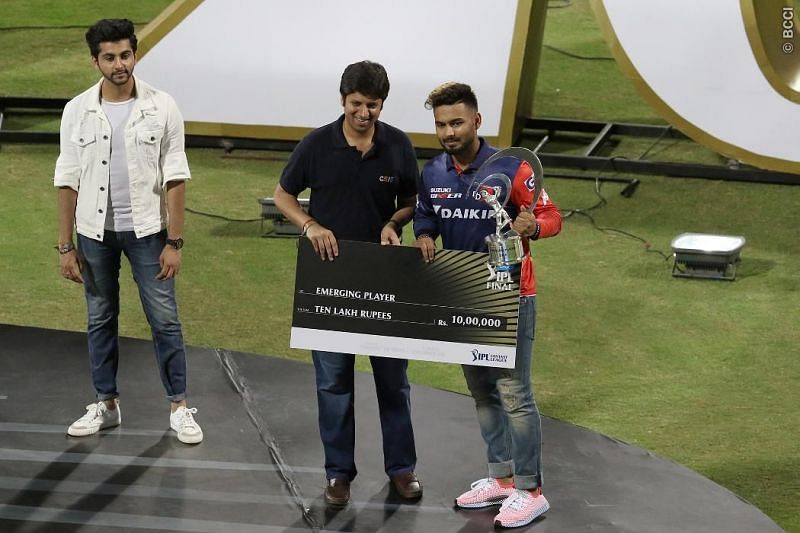 Rishab Pant of the Delhi Capitals receives Emerging Player award