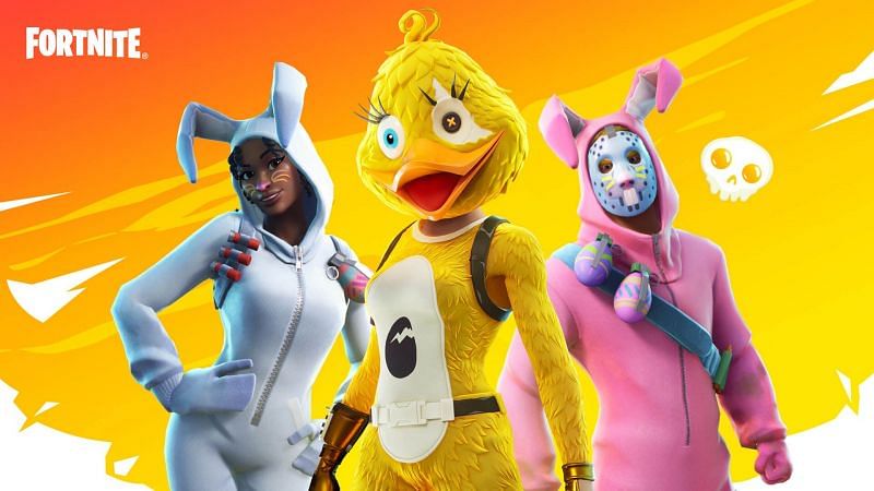 Spring Breakout outfits in Fortnite Season 6 - Bunny Brawler, Rabbit Raider, and Quackling (Image via Epic Games)