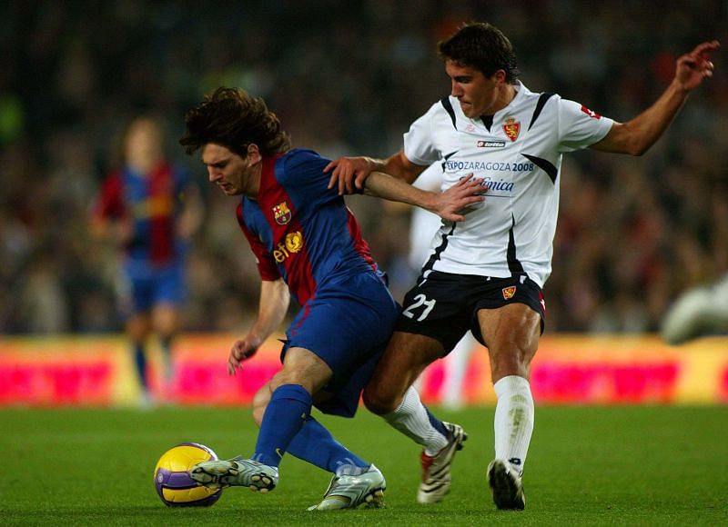 Lionel Messi in action for Barcelona in 2006