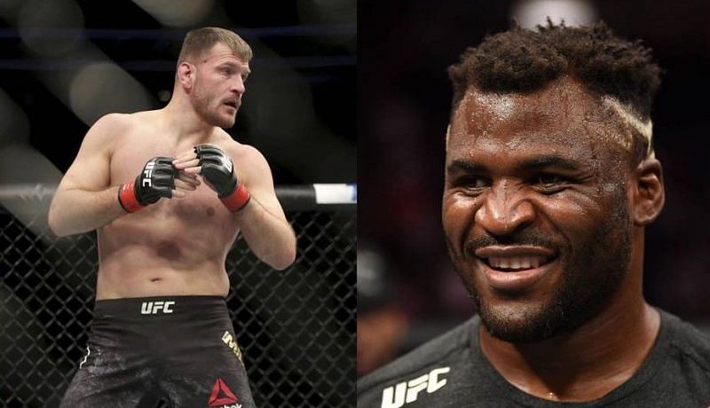 Stipe Miocic (left); Francis Ngannou (right)