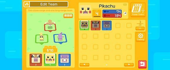 The team-editing menu in Pokemon Quest (Image via The Pokemon Company)