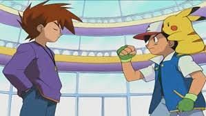 Ash and Gary talking prior to their battle (Image via The Pokemon Company)