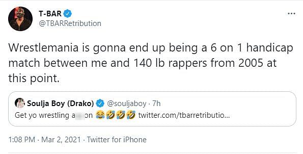 T-BAR mocked Soulja Boy on Twitter