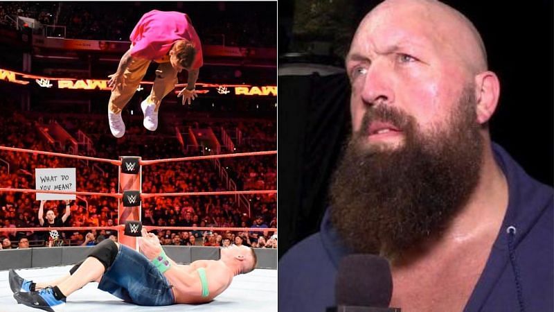 Justin Bieber and John Cena&#039;s mocked-up image (left); The Big Show (right)