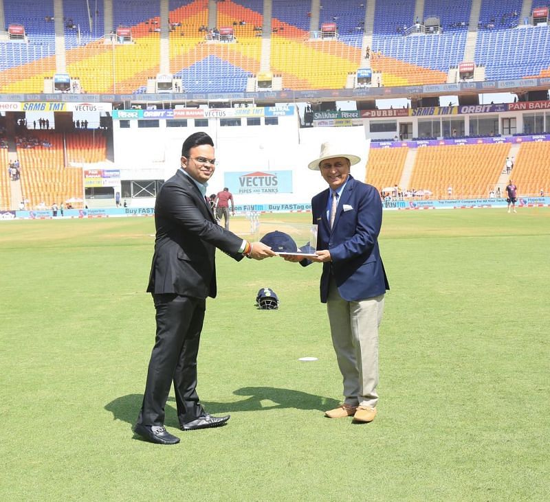 Sunil Gavaskar being felicitated by BCCI (Image courtesy: Jay Shah&#039;s Twitter)