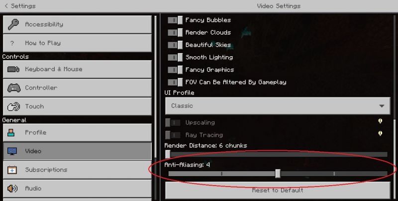 Changing the anti-aliasing setting in-game (Image via Mojang)