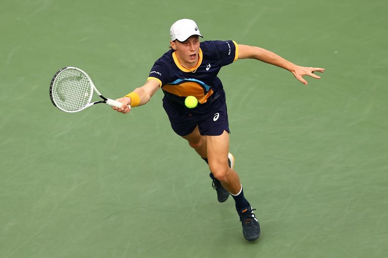 Emil Ruusuvuori retrieves a ball