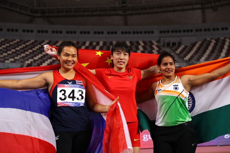 Annu Rani (extreme right) at the Asian Athletics Championships in 2019.