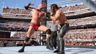 Randy Orton's RKO on Seth Rollins is an often shown WrestleMania moment