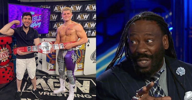 Tony Khan and Cody Rhodes; Booker T