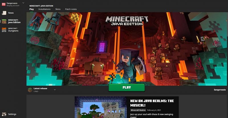 A view of the wonderful Minecraft launcher (Image via Mojang)