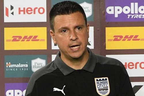 Mumbai City FC Head Coach Sergio Lobera interacts with the press before the ISL Final.