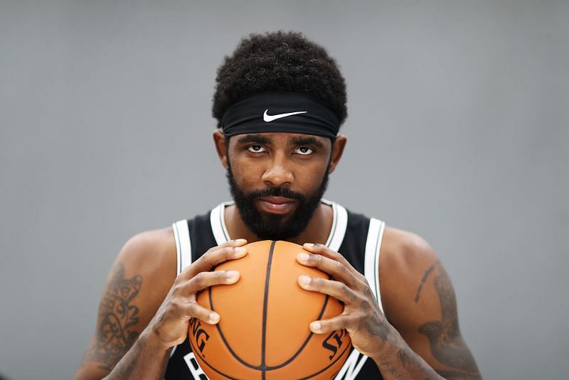 Kyrie Irving #11 of the Brooklyn Nets poses for a portrait during Media Day at HSS Training Center. (Photo by Al Bello/Getty Images)