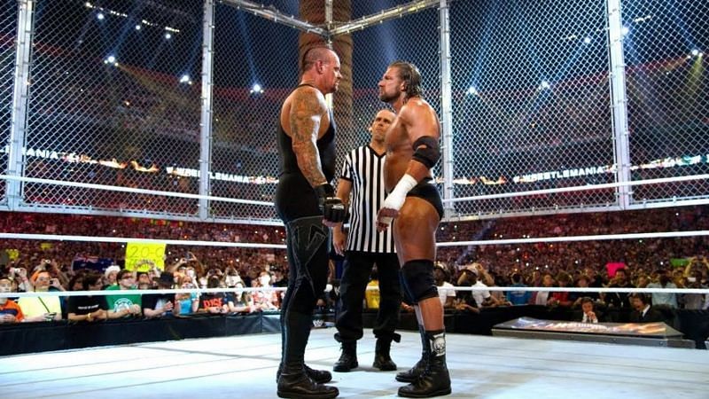 The Undertaker defeated Triple H in a Hell in a Cell match billed as the &quot;End of an Era&quot; at WrestleMania XXVIII