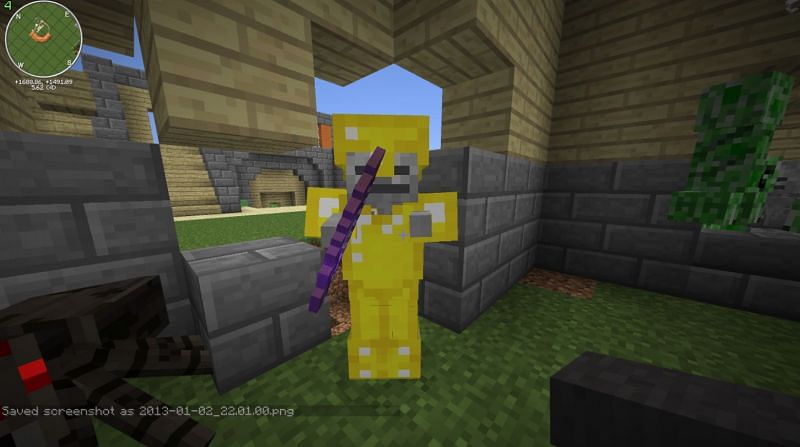 A super rare Skeleton with Gold Armor and an Enchanted Bow (Image via u/ColdChemical on Reddit)