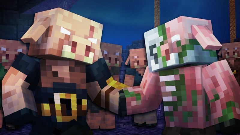 Piglin Brute vs Zombified Pigmen (Image via YouTube)