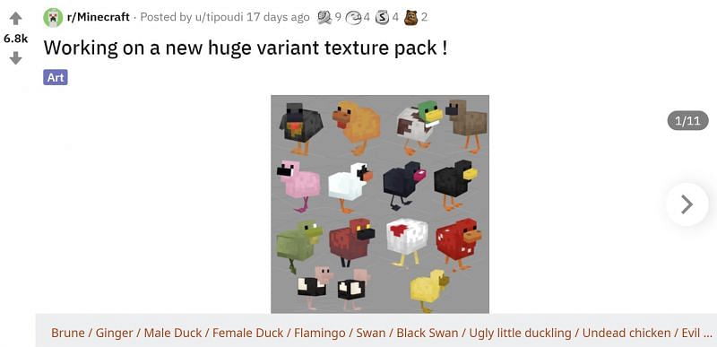 Different duck variations (Image via Reddit)