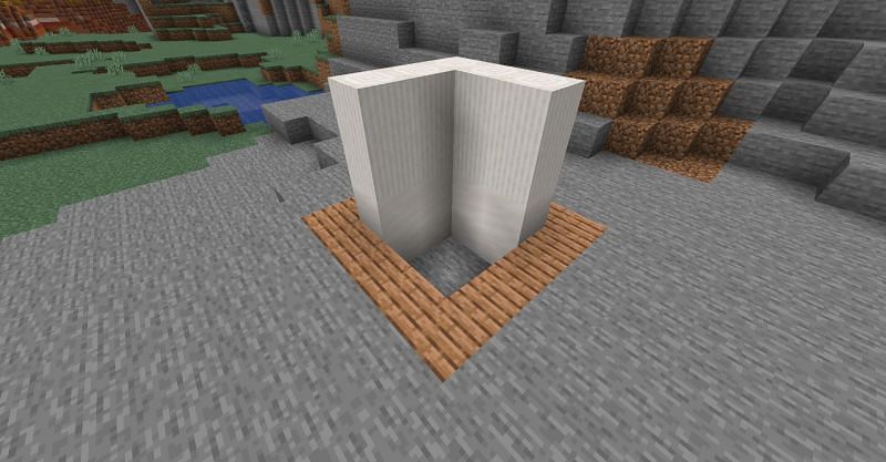 The base for a Minecraft shower. (Image via Minecraft)