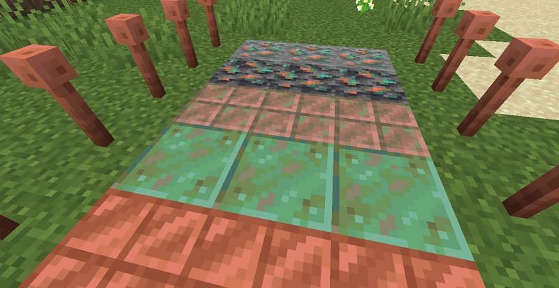Copper ore, blocks, and items (Image via Minecraft)