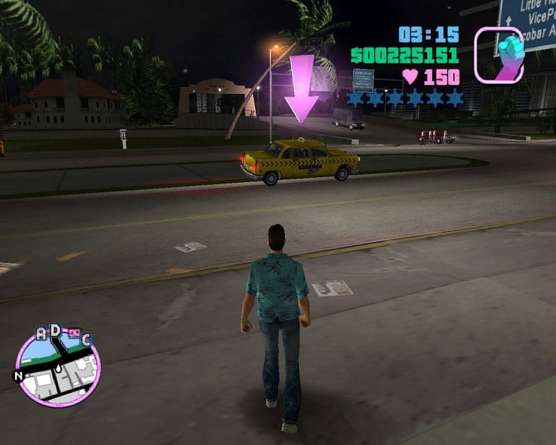 Taxi rides in GTA Vice City only cost a meager $9 (Image via GTA Wiki)