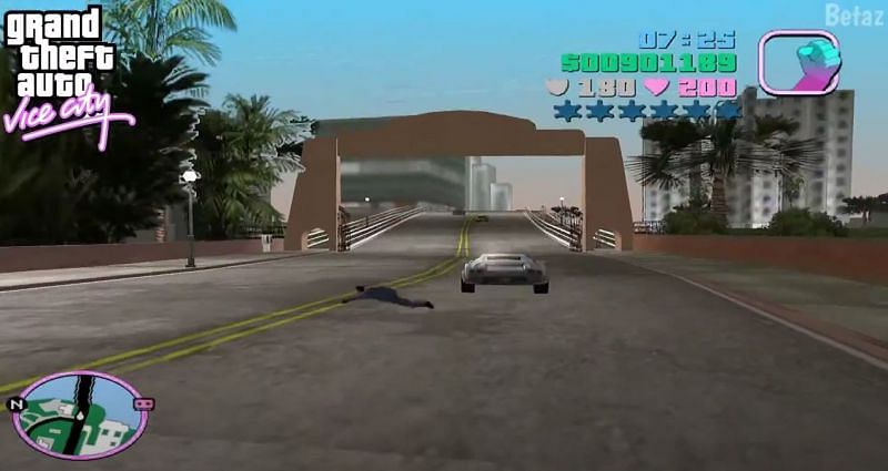 The ability to bail out of a moving vehicle is such a neat feature that it&#039;s been improved upon in games like GTA 4 (Image via Betaz, YouTube)