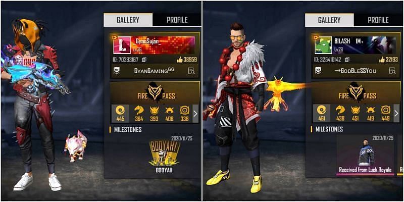 Free Fire IDs of both YouTubers