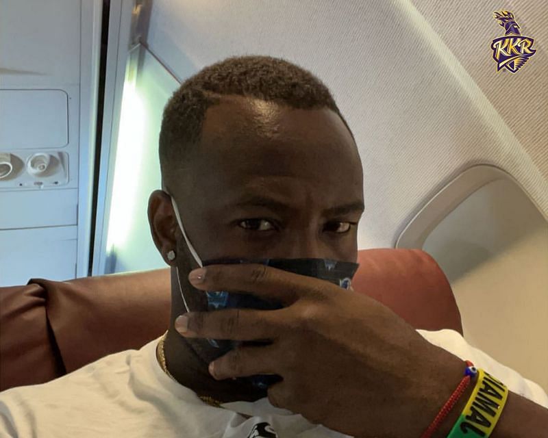 Andre Russell on his flight to India (PC: KKR)