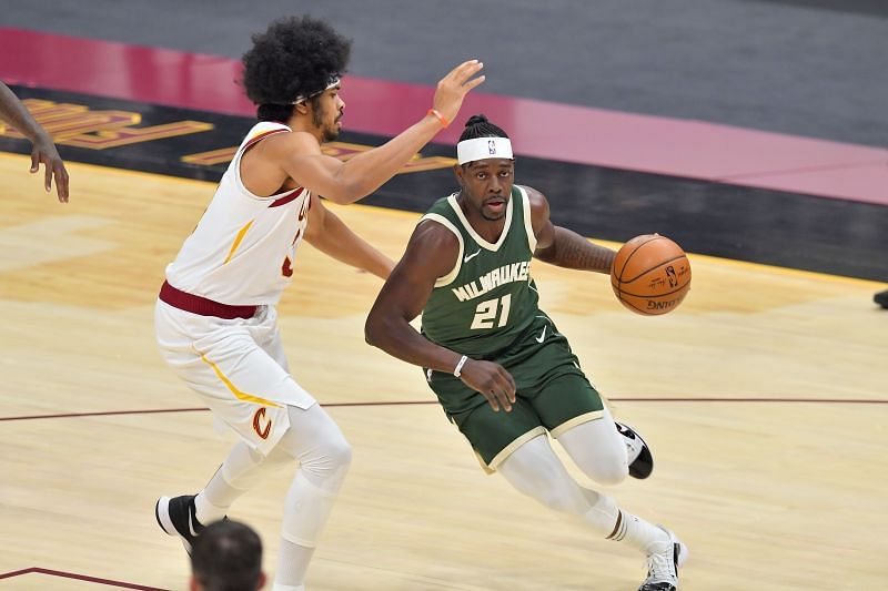 Jrue Holiday in action for the Milwaukee Bucks.