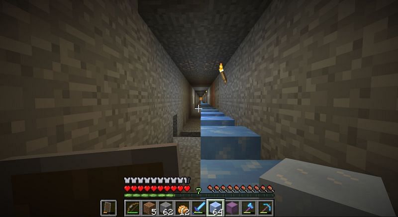 An example of an efficient blue ice highway in Minecraft (Image via u/lolxdweeklydigest on Reddit)