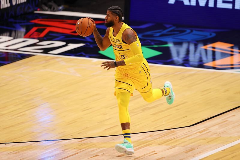 Paul George (#13) of the LA Clippers in the 2021 NBA All-Star Game.
