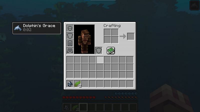 What receiving the Dolphin&#039;s Grace buff looks like (Image via Minecraft)