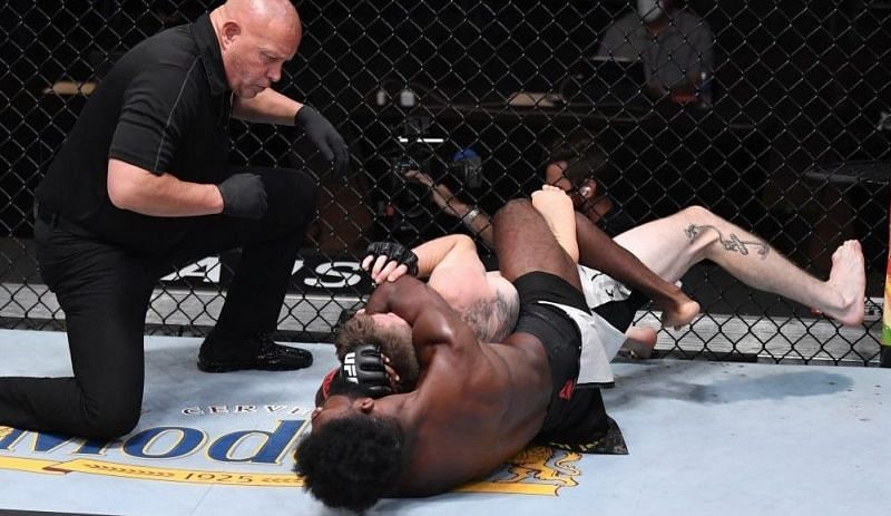Aljamain Sterling defeated Cory Sandhagen with a rear-naked choke in their fight last year