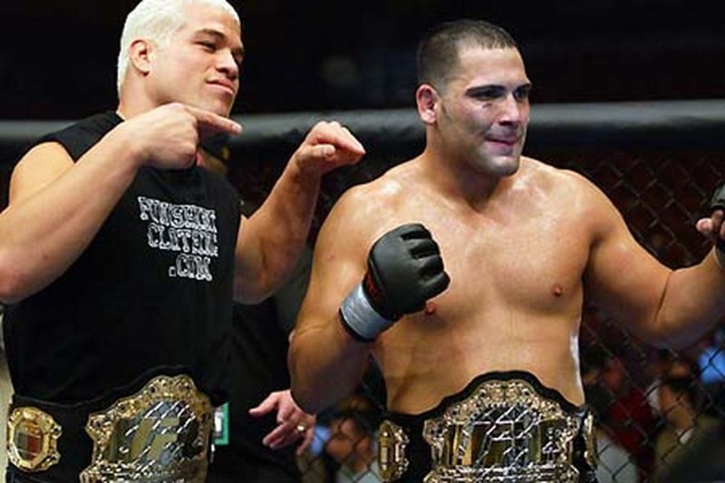 Ricco Rodriguez won the UFC Heavyweight title from Randy Couture in a tremendous battle.