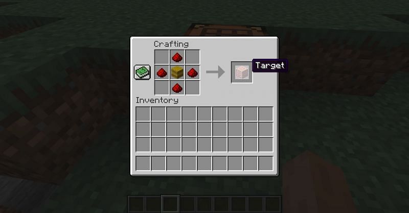 The crafting recipe for a target in Minecraft. (Image via Minecraft)