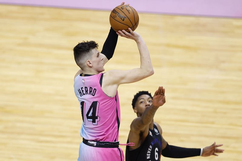 Tyler Herro( #14) of the Miami Heat